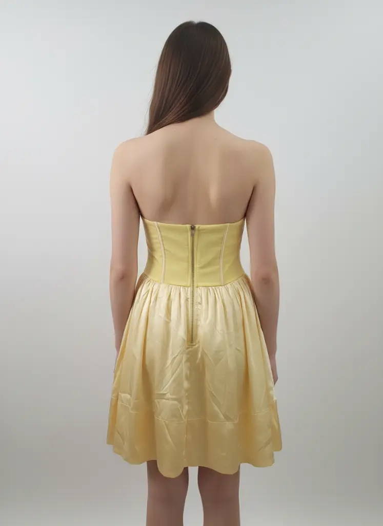 FS10050 ROBE BUSTIER COURTE JAUNE DOS.webp