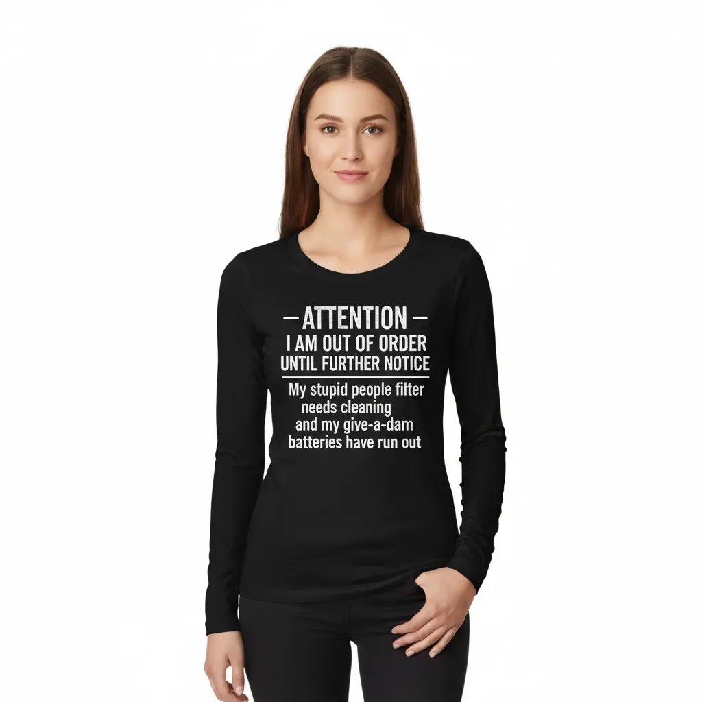 CHANDAIL MANCHES LONGUES NOIR MESSAGE DROLE