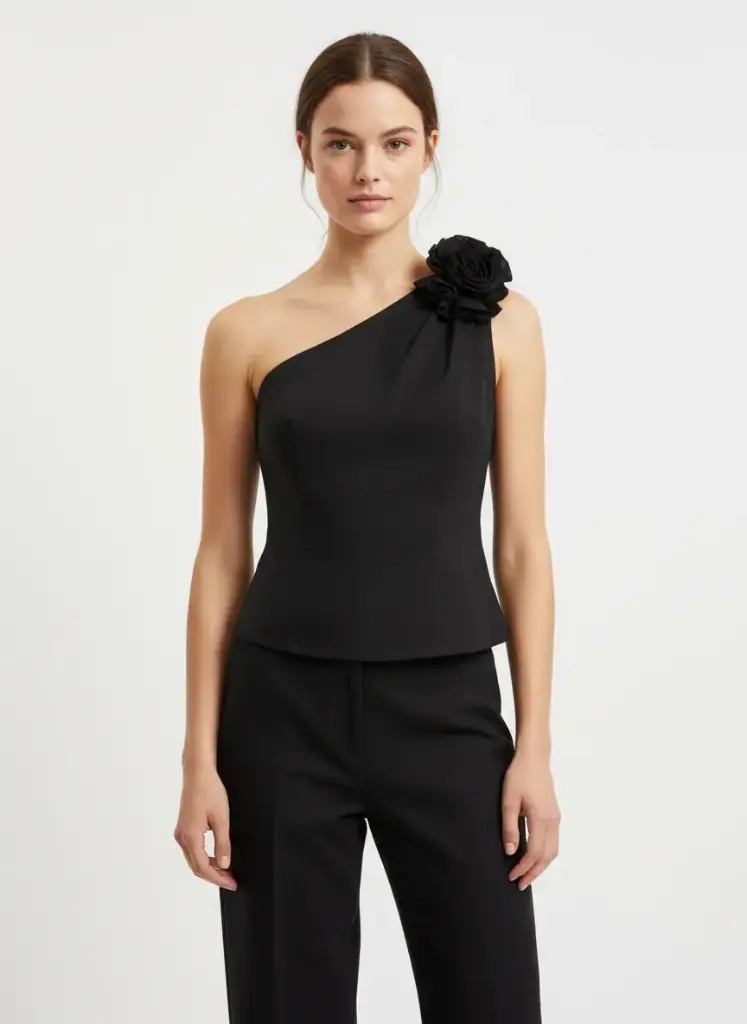 TOP UNE MANCHE AVEC UNE FLEUR