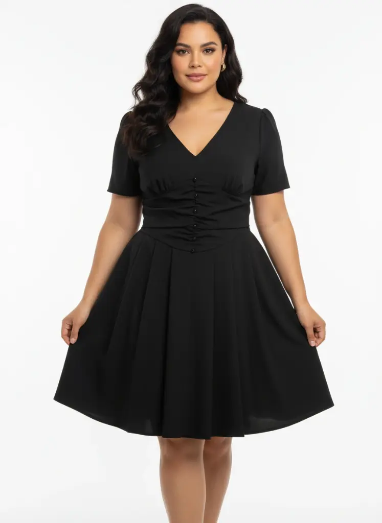 ROBE NOIRE AVEC PLIS