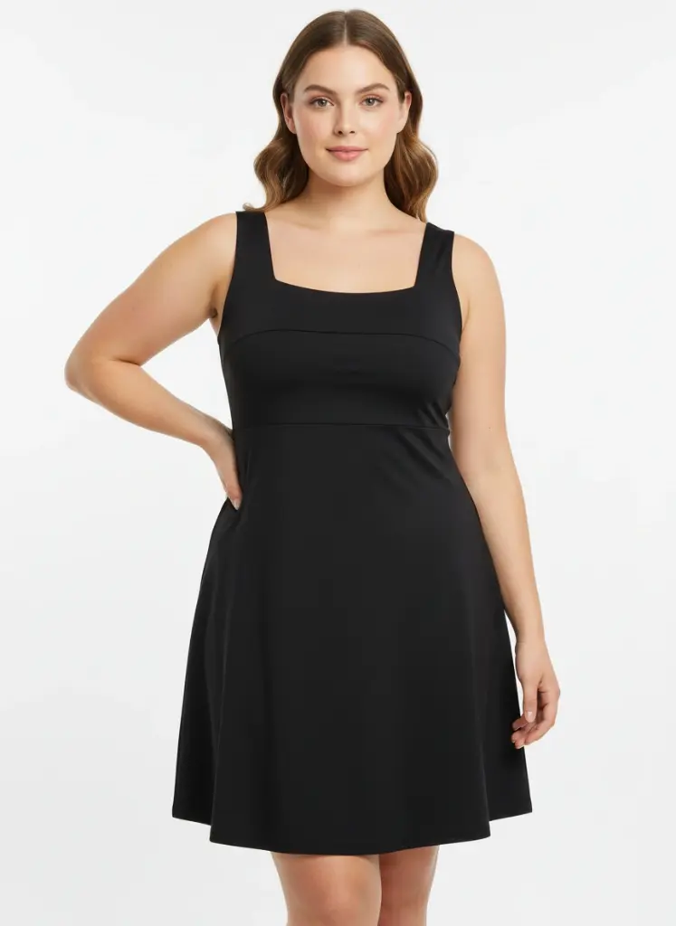 ROBE NOIRE A BRETELLES LARGES