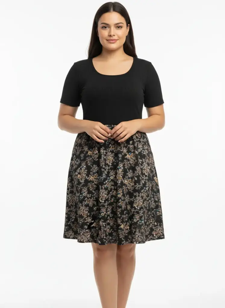 ROBE NOIR BAS FLEURI