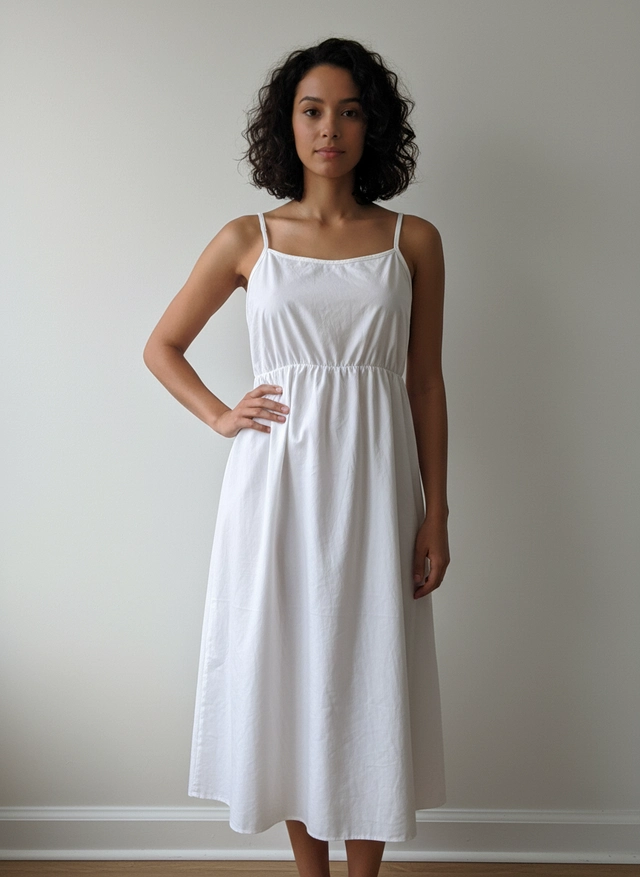 ROBE LONGUE BLANCHE A BRETELLES SPAGETTI