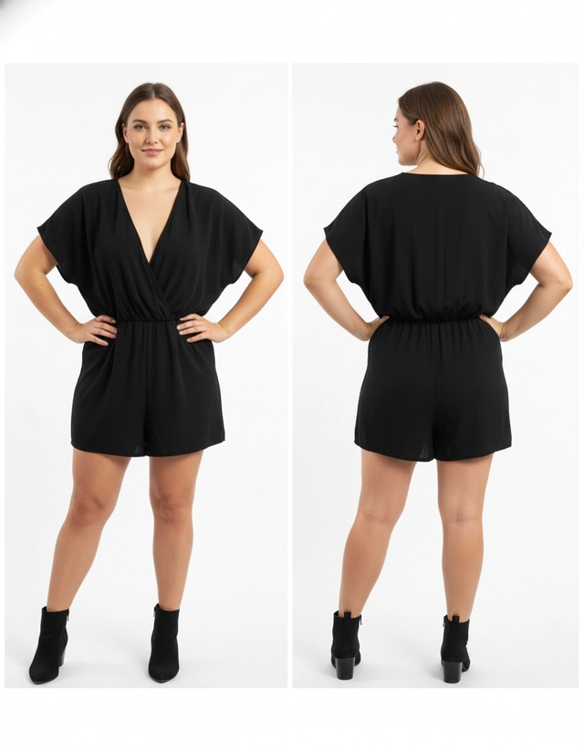 JUMPSUIT COURT NOIR MANCHES COURTES