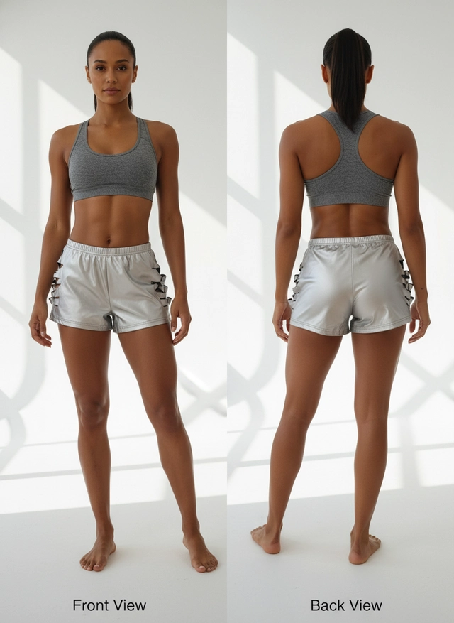 SHORTS COURT METALIQUE AVEC TROUS SUR LE COTE