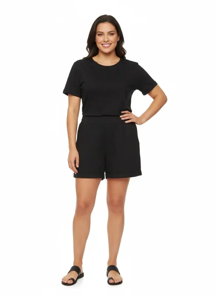 SHORT NOIRE AVEC ELASTIQUE A LA CEINTURE