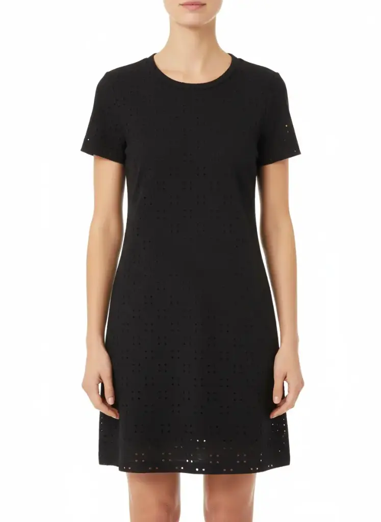 Chandail tunique long noir, manches courtes