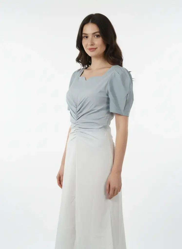 ROBE LONGUE GRISE ET BLANCHE DEGRADE COTE