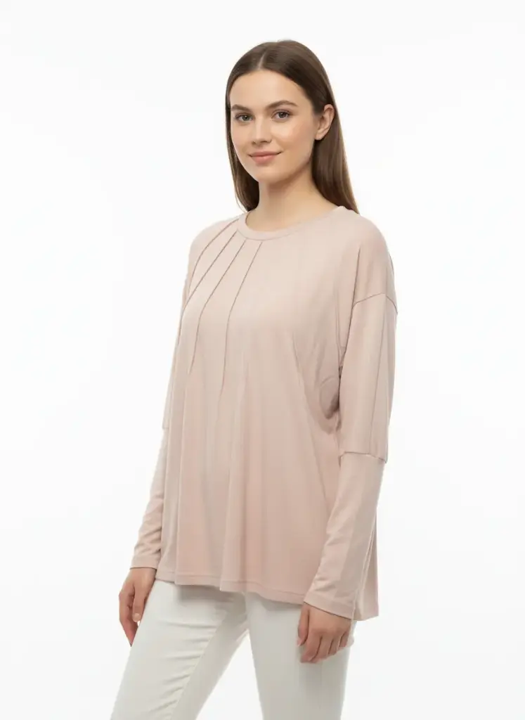 CHANDAIL BEIGE AVEC PLIS