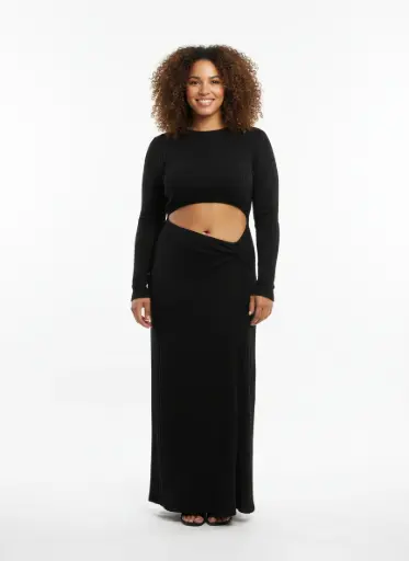ROBE LONGUE VENTRE OUVERT NOIRE