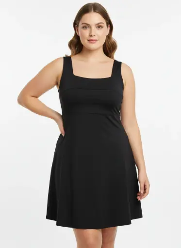 ROBE NOIR SANS MACHES DOS CROISE FACE