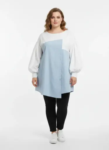 CHANDAIL BLANC ET BLEU MANCHES LONGUES