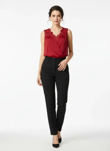 CHANDAIL ROUGE AVEC DENTELLE