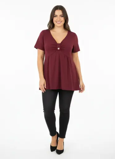 CHANDAIL MANCHES COURTES ROUGE VIN