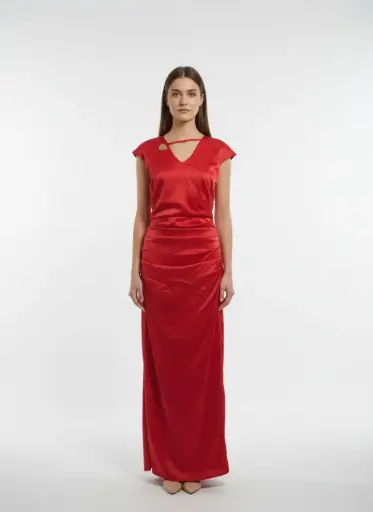 robe longue satin rouge