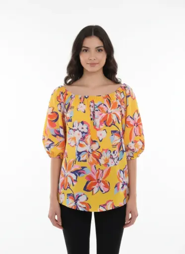 CHANDAIL JAUNE FLEURI