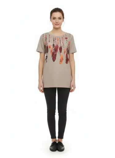 TSHIRT AVEC MOTIF DE PLUMES